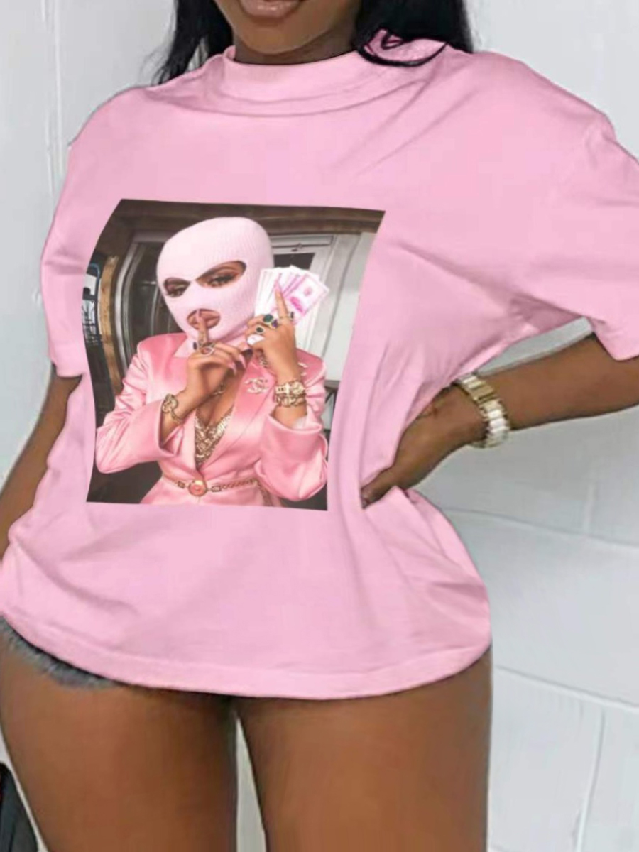 LW Plus Size Masked Face Figure Print T-shirt