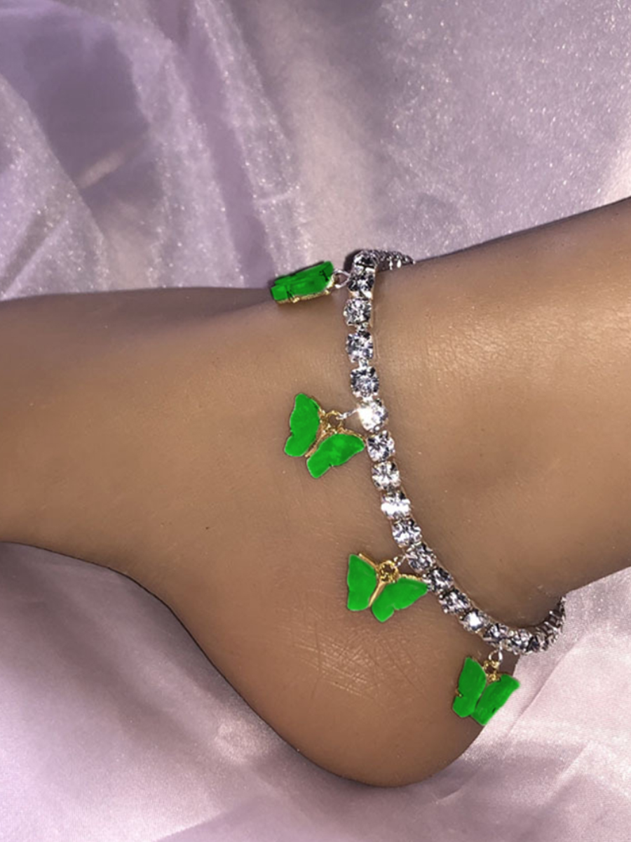 

LW Rhinestone Anklet Body Jewelry, Green