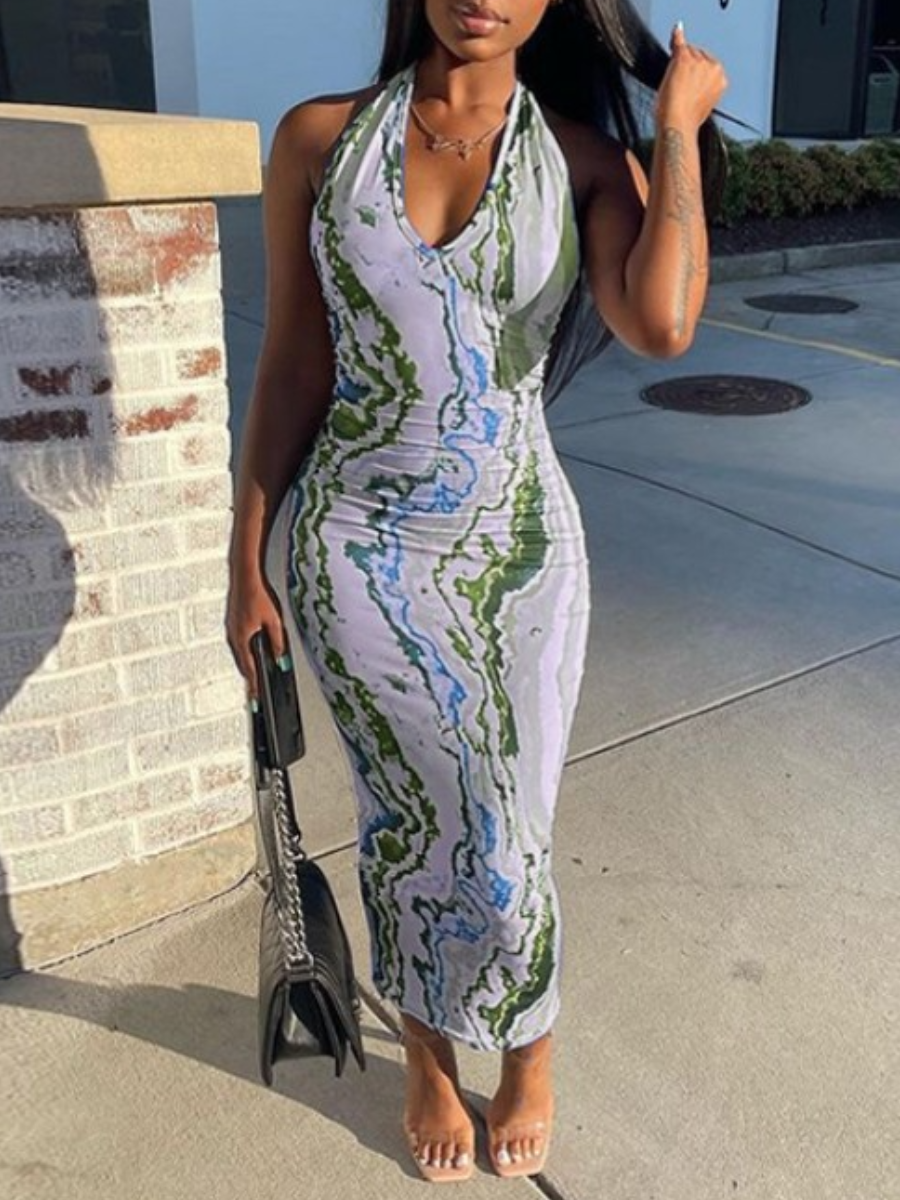 LW SXY Cami Tie Dye Wrap Bodycon Dress