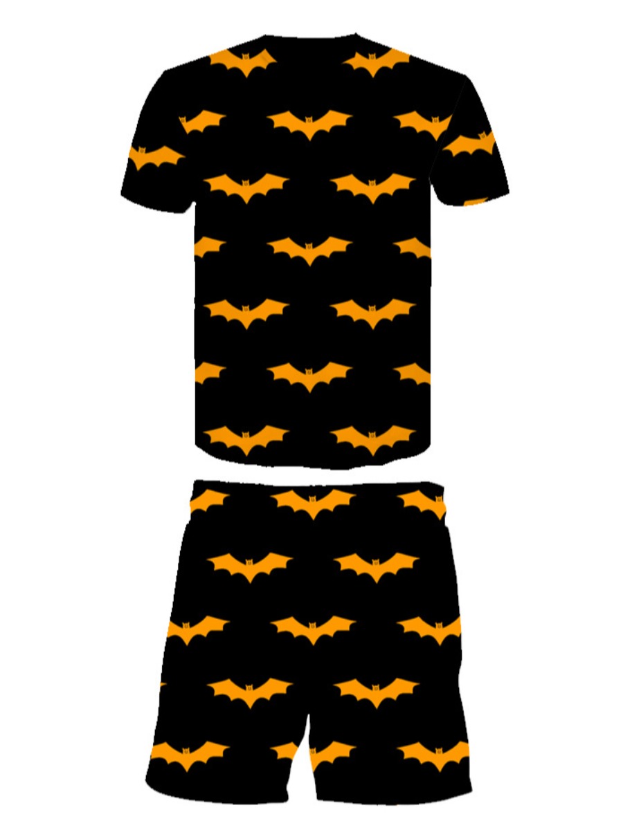 LW Men Bat Print Drawstring Shorts Set