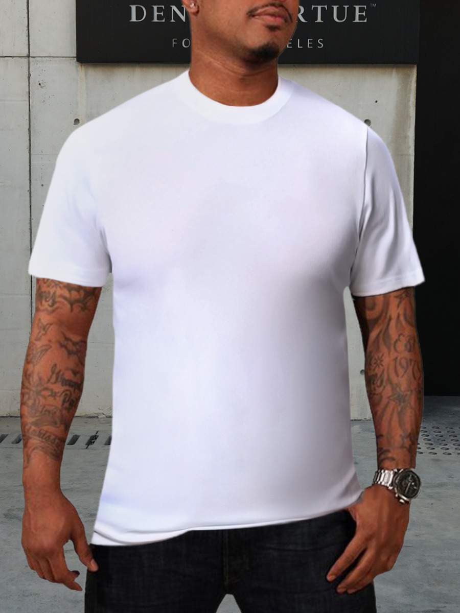 

LW Men Round Neck Regular Fit T-shirt, White