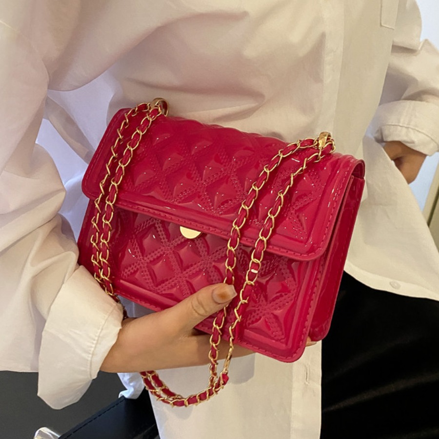

LW Chain Decor Crossbody Bag, Pink