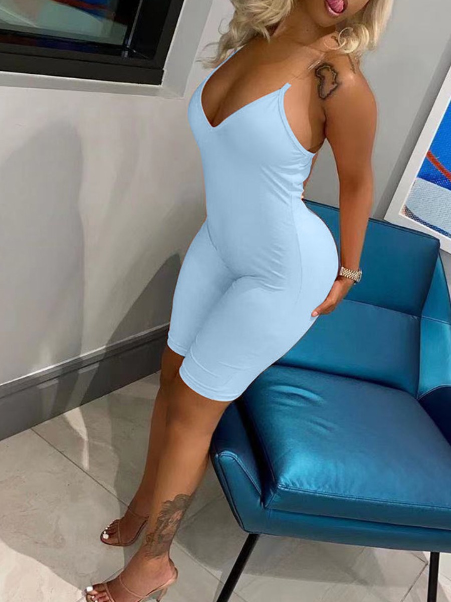 

LW BASICS Cami Skinny Romper, Blue