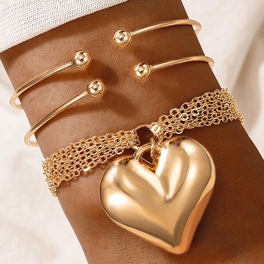 

LW 3-piece Heart Chain Bracelet, Gold