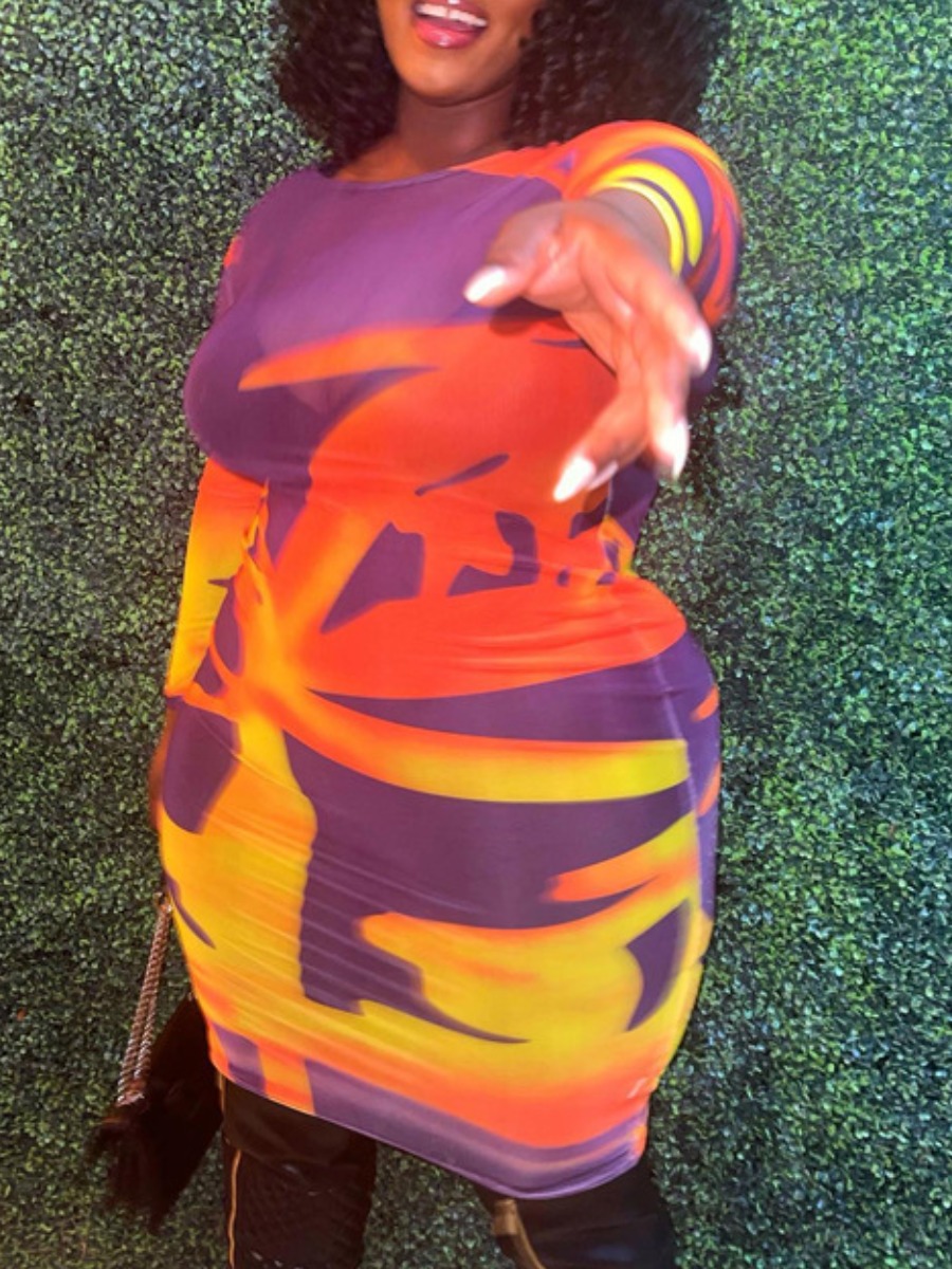 

LW Plus Size Tie-dye See-through Bodycon Dress, Purple