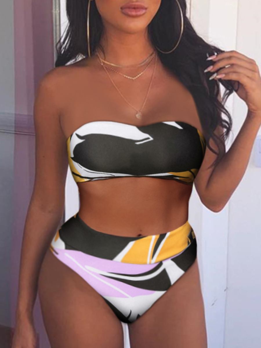 

LW SXY Mixed Print Bikini Set, Black