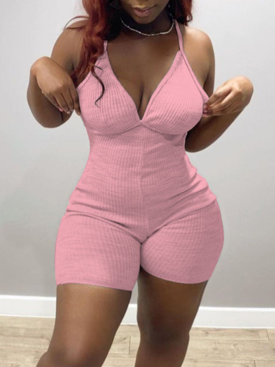 LW Plus Size Casual V Neck Elastic White One-piece Romper