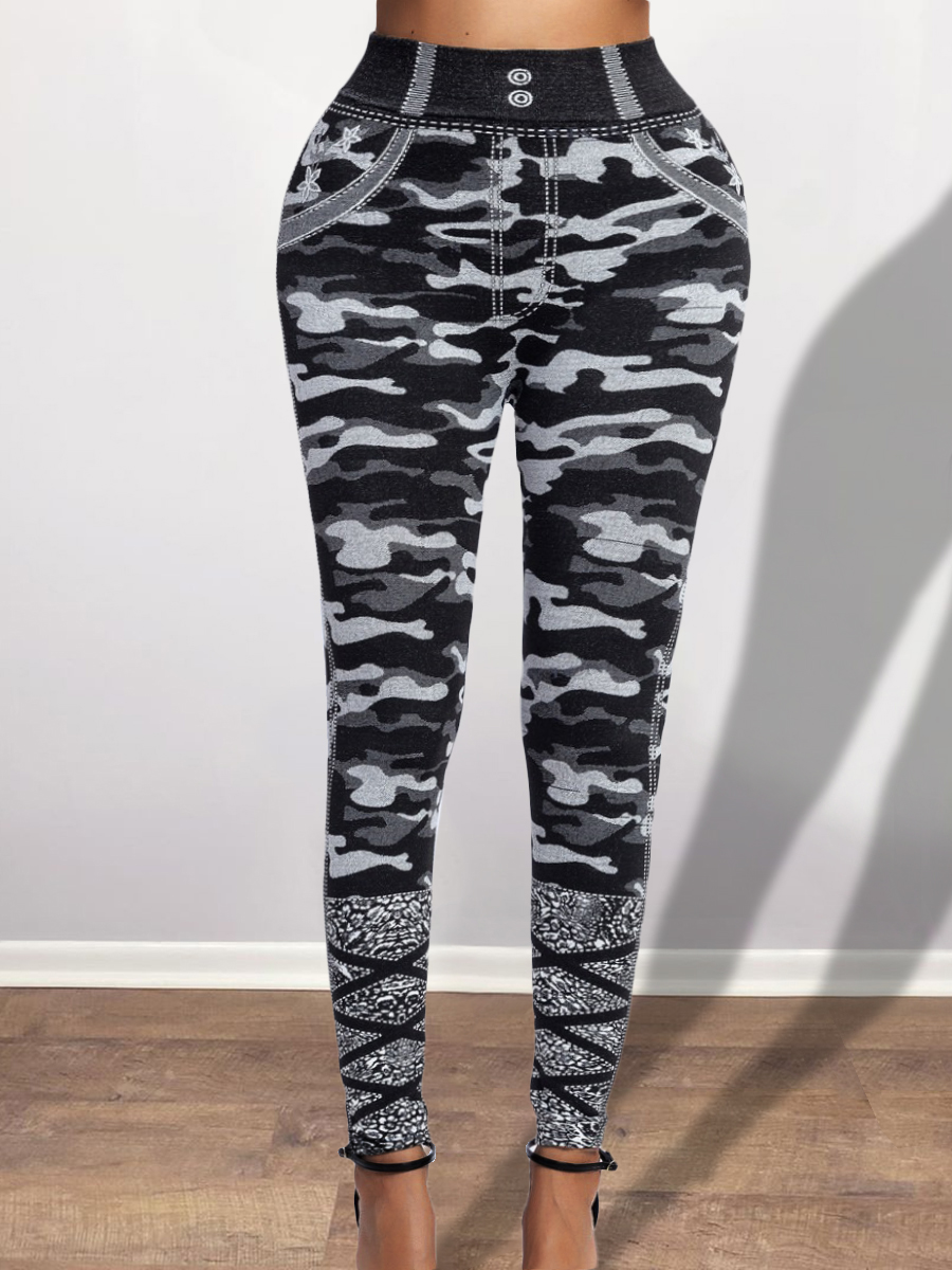 

LW Plus Size Camo Print High Stretchy Leggings (Can Be Worn Inside Out), Grey