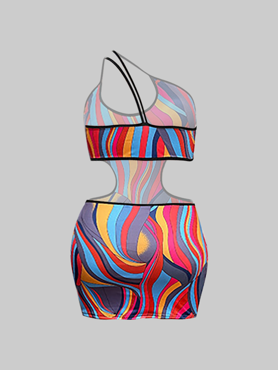 LW SXY Plus Size Striped Cut Out Bodycon Dress