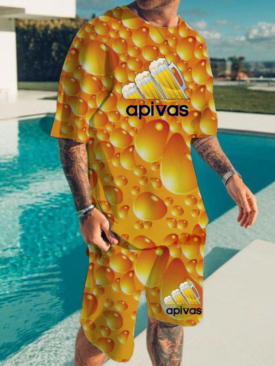 LW Men Drop Letter Print Shorts Set
