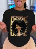 LW Plus Size Letter Figure Print T-shirt