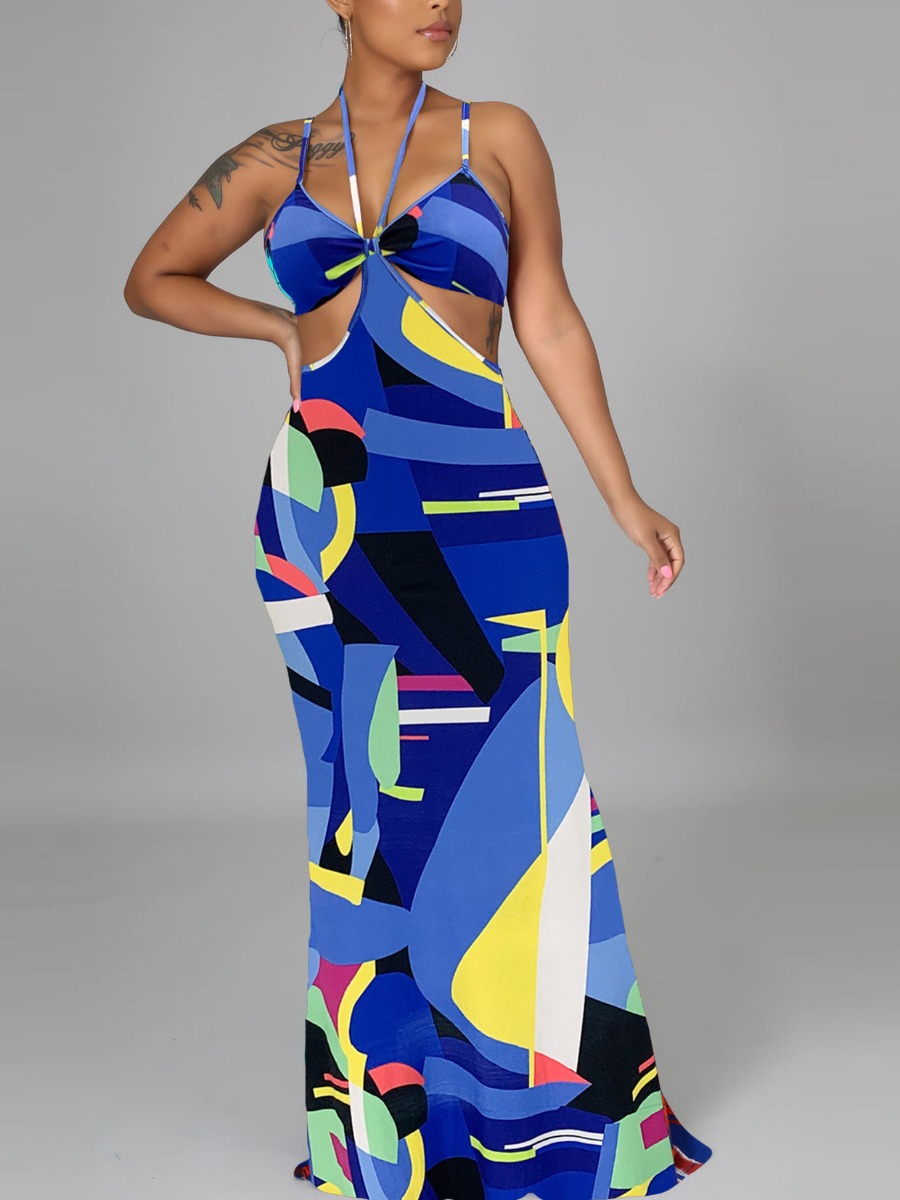 LW SXY Mixed Print Cut Out Cami Dress