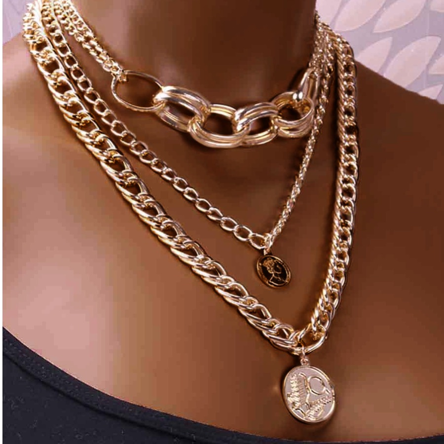 LW Coin Decor Chain Multilayer Necklace