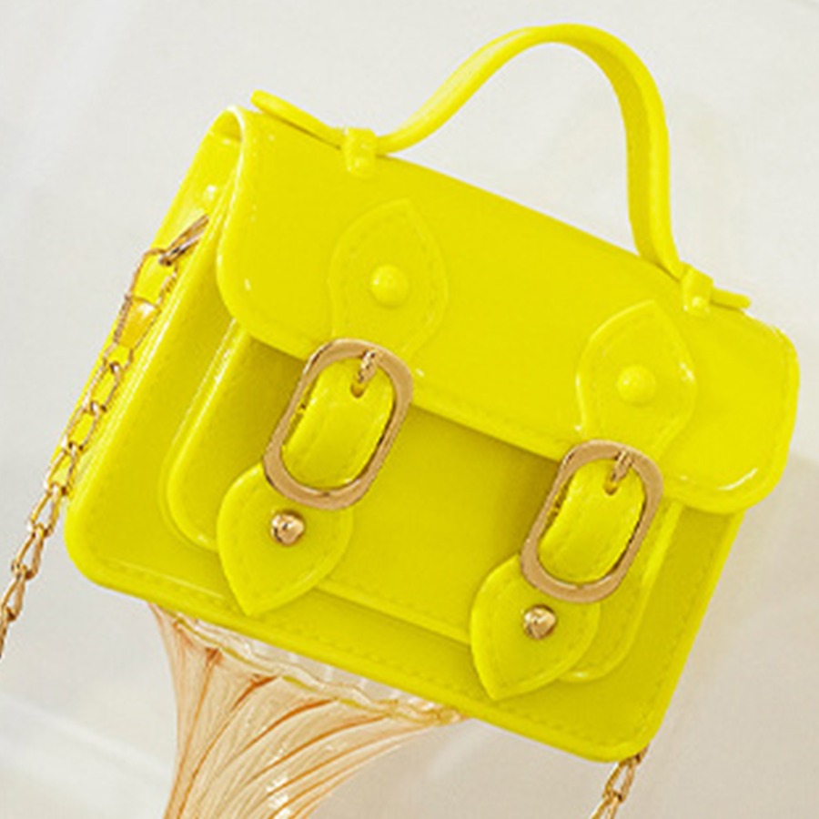 

LW Buckle Design Chain Strap Crossbody Bag, Yellow