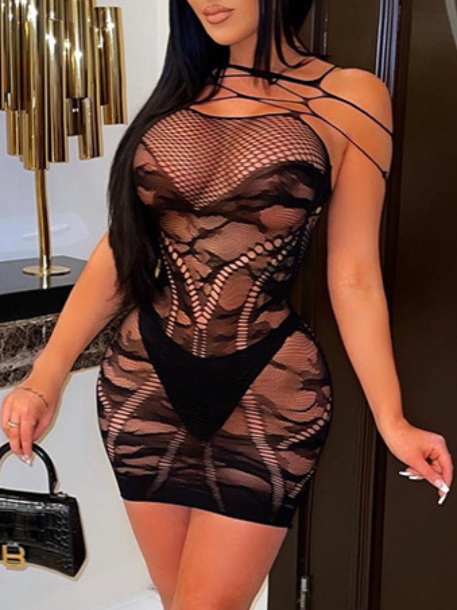 

LW SXY See-through Bodycon Dress, Black