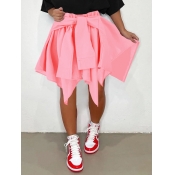 LW COTTON Fold Design Asymmetrical Skirt