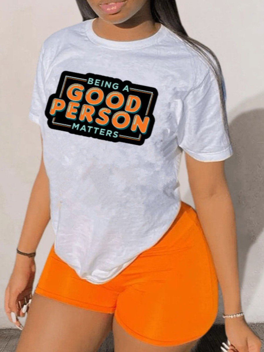 LW Being A Good Person Matters Letter Print Shorts Set
