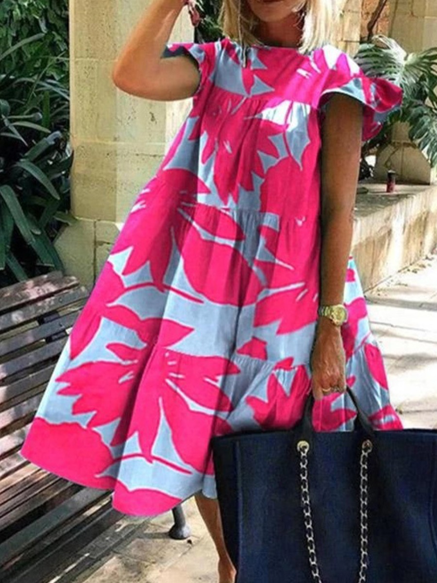 LW Floral Print A Line Loose Dress