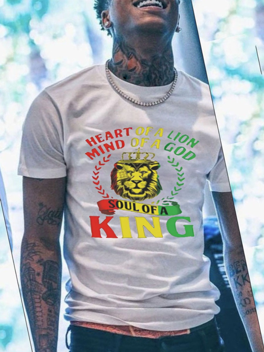LW BASICS Men King Letter Print T-shirt