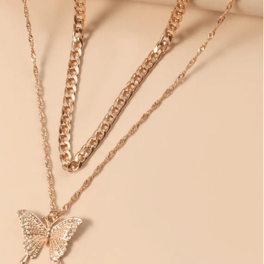 

LW Butterfly Decor Chain Necklace, Gold