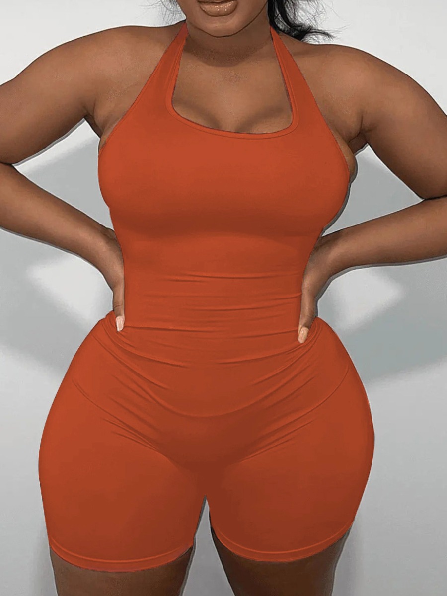 

LW Plus Size Backless Cami Skinny Romper, Croci