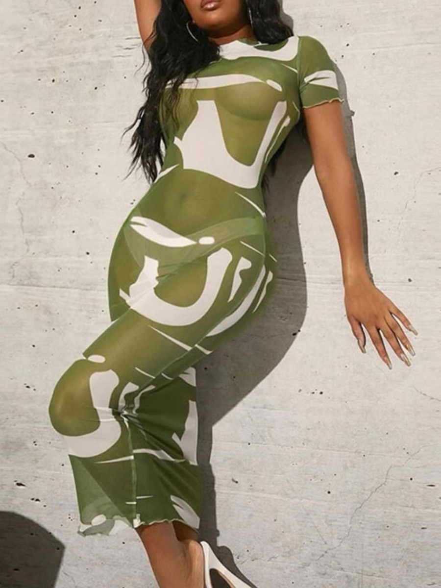 

LW See-through Bodycon Dress, Green