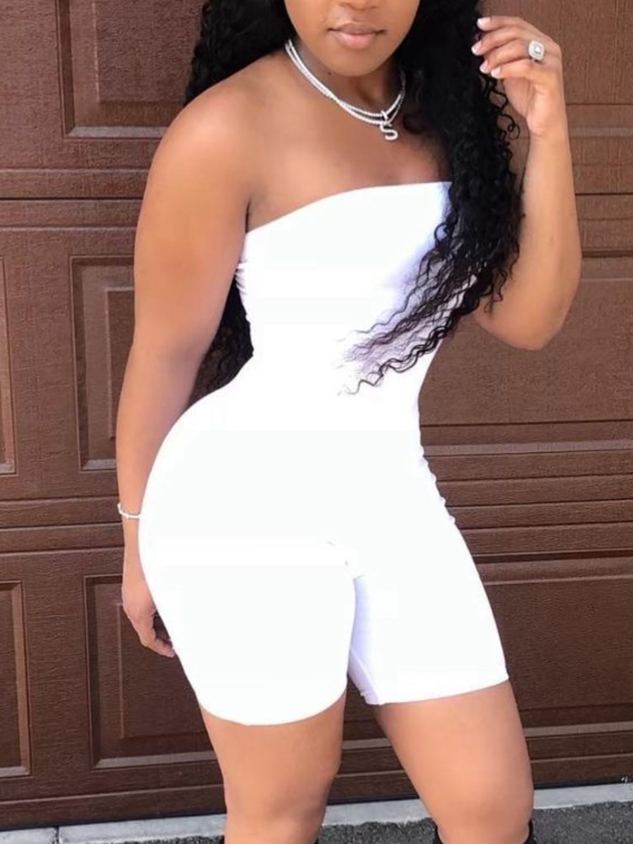 

LW Off The Shoulder Skinny Romper, White
