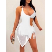 LW SXY Rhinestone Backless See-through Dress