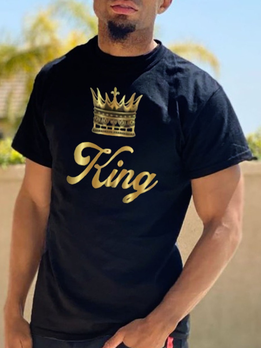 

LW Men Crown King Print T-shirt, Black