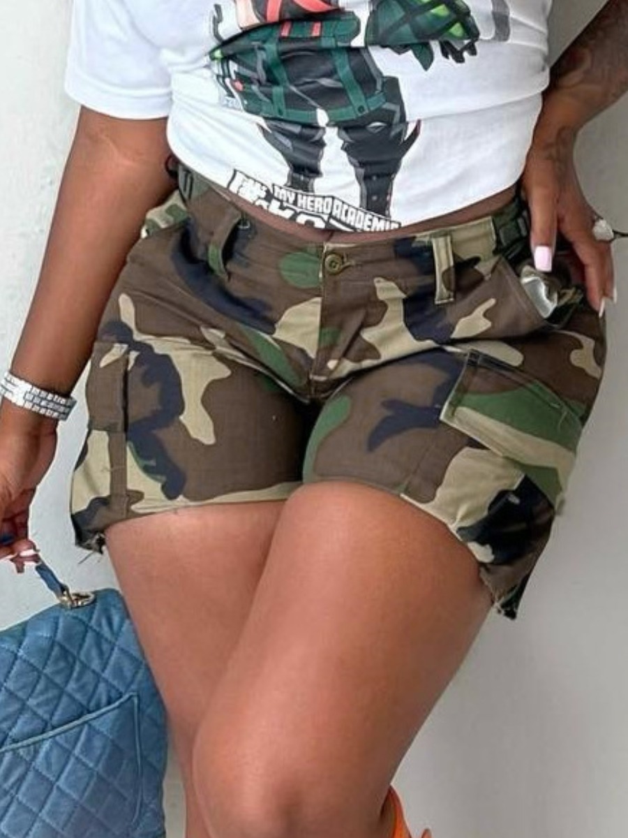 

LW COTTON Camo Print Side Pocket Shorts