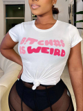 LW Plus Size Round Neck Letter Print T-shirt