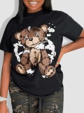 LW COTTON Round Neck Cartoon Print T-shirt