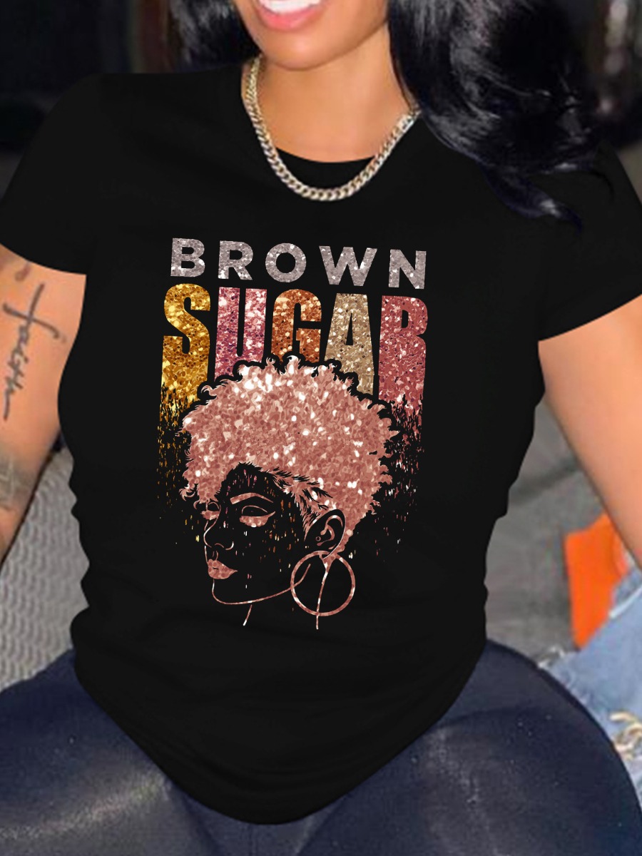 LW Plus Size Figure Letter Print T-shirt