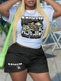 LW Money Letter Print Shorts Set