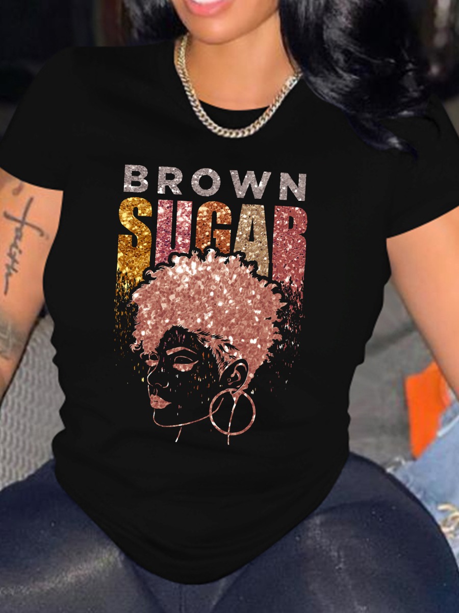 8032 Fawn Letter Print T-Shirt main image 0