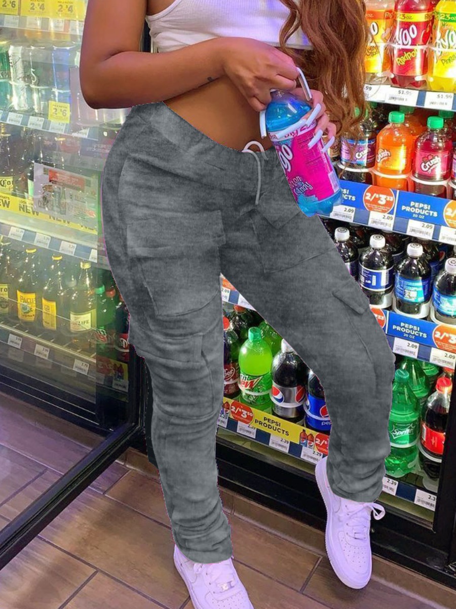 LW Side Pocket High Stretchy Cargo Pants