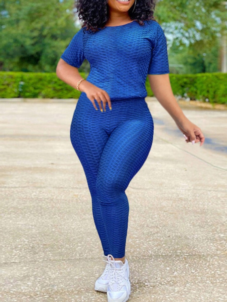 LW Plus Size Round Neck Stretchy Pants Set