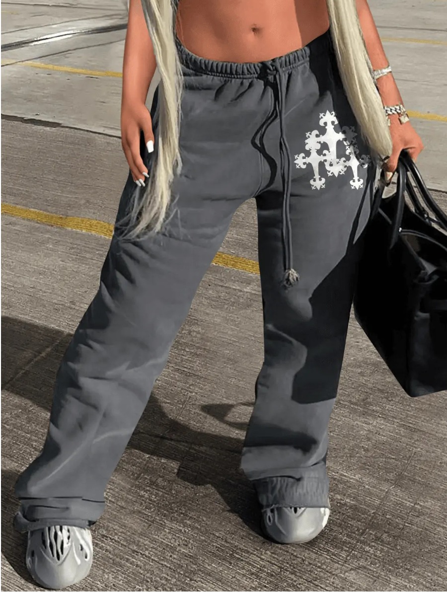 LW Cross Print Drawstring Sweatpants