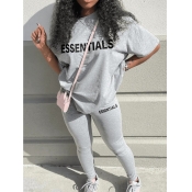 LW Plus Size Essentials Letter Print Pants Set