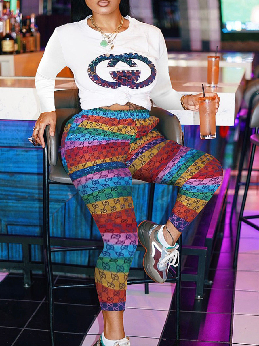 LW Plus Size Gradient Geometric Print Pants Set