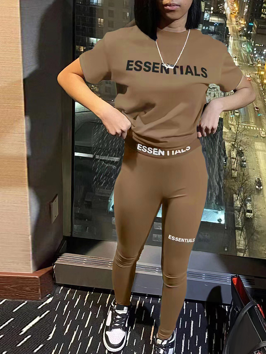 LW Essentials Letter Print Pants Set