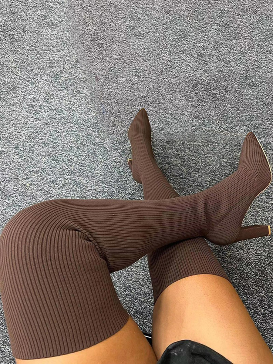 LW Rib Knit Thigh High Boots