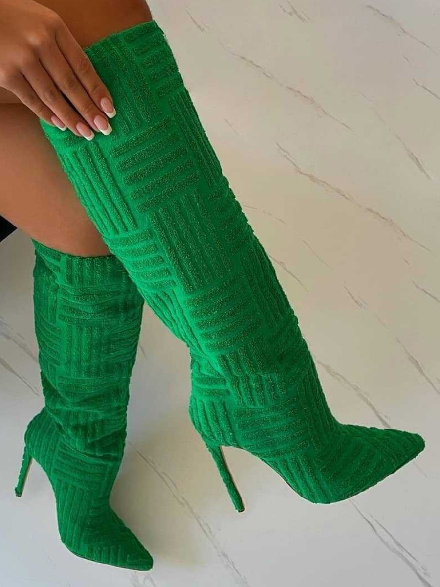 LW Pointed Toe Heel Thigh High Boots
