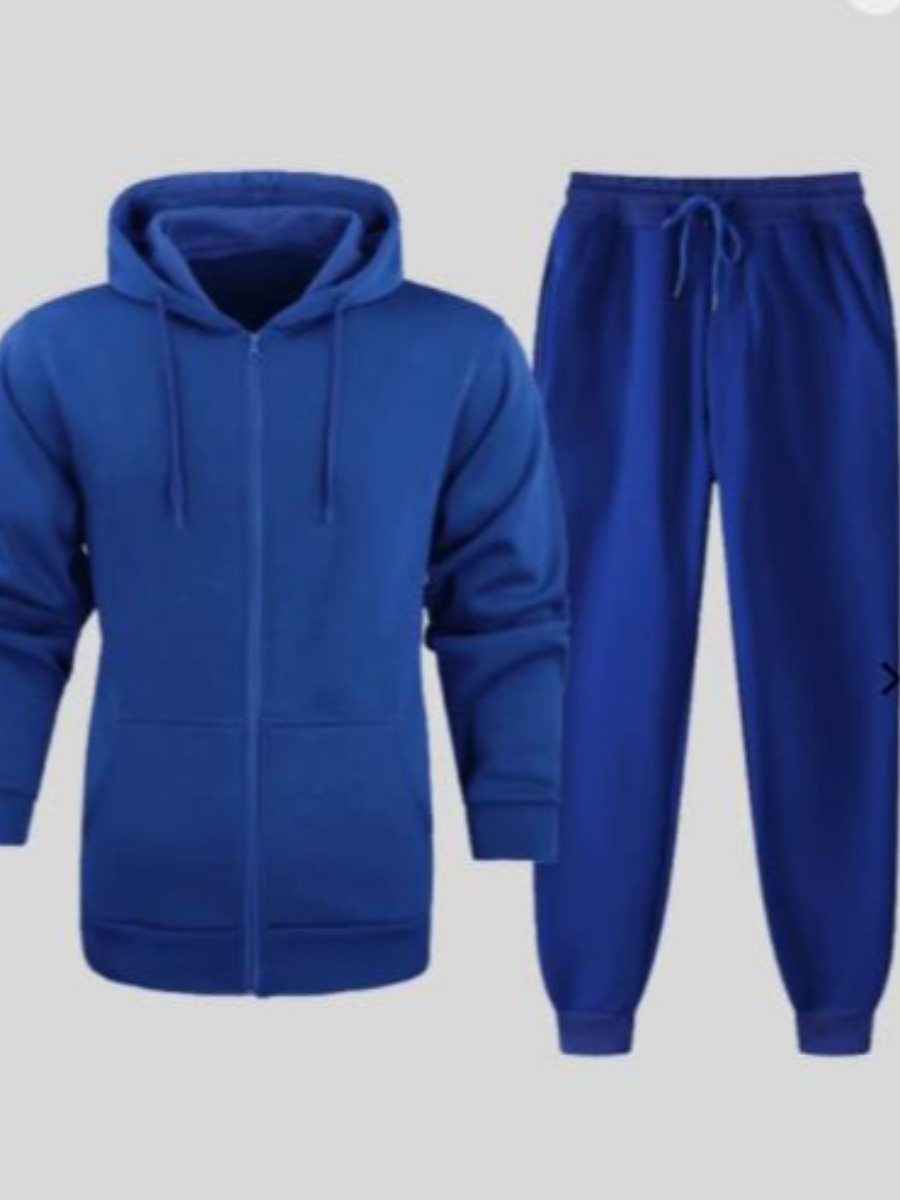 LW BASICS Men Kangaroo Pocket Drawstring Tracksuit Set