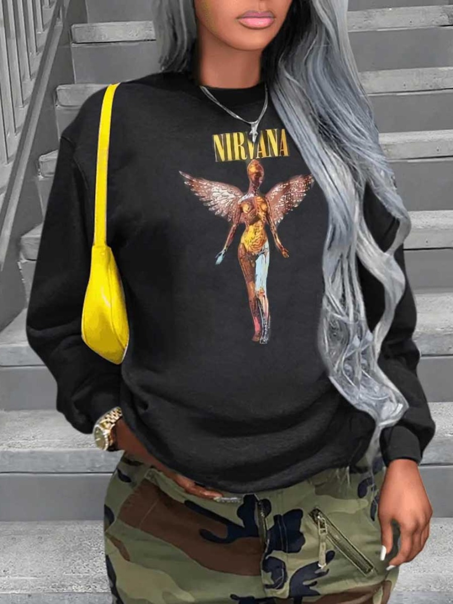 LW Plus Size Figure Letter Print Sweatshirt