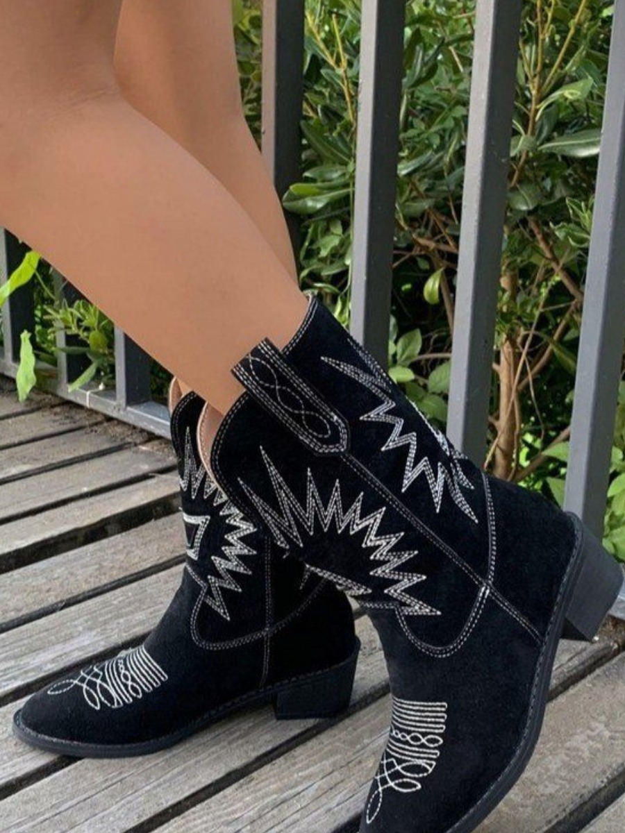 LW Round Toe Embroidered Booties