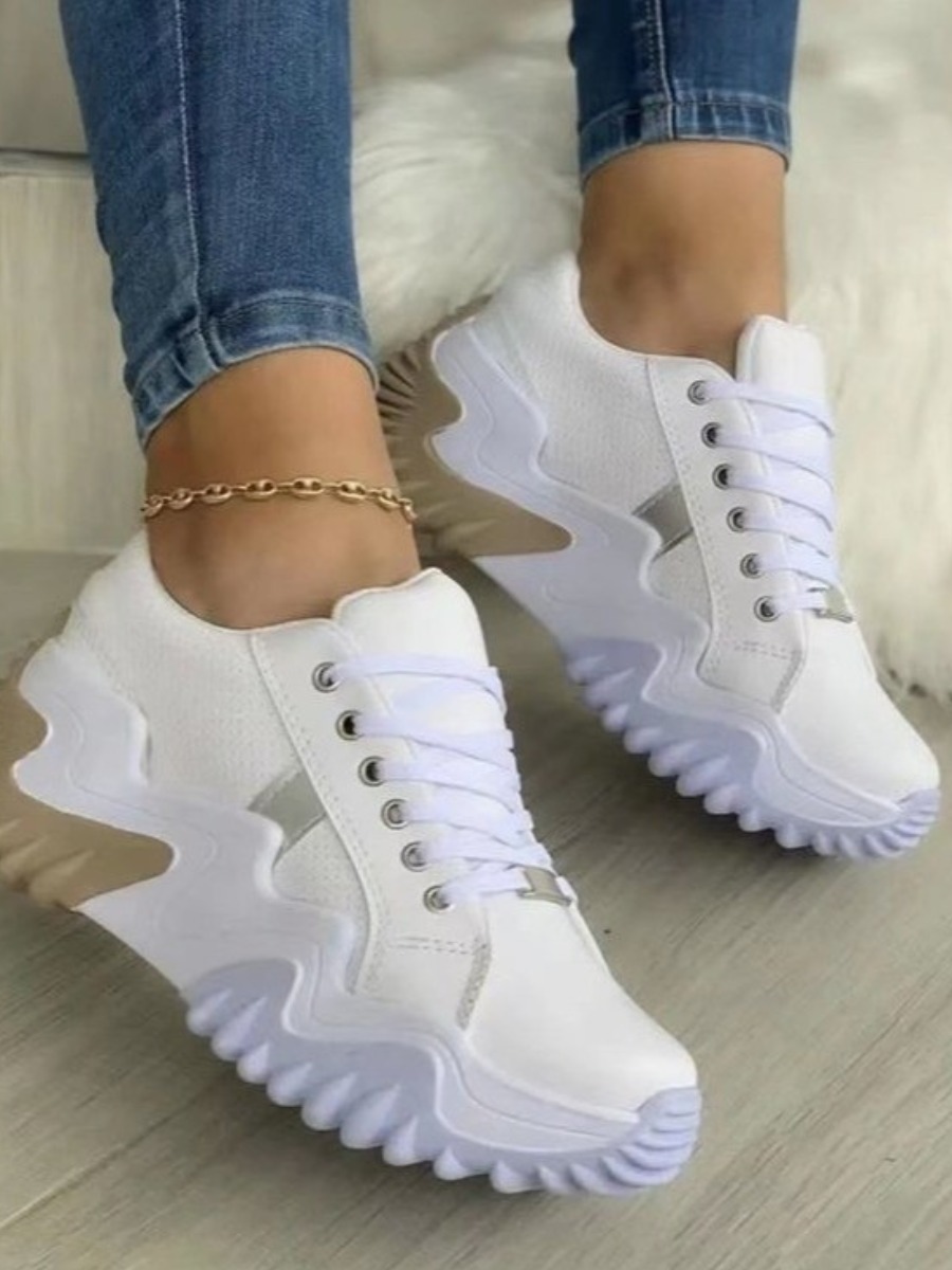 LW Round Toe Patchwork Sneakers