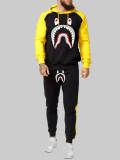 LW Men Fish Mouth Print Kangaroo Pocket Tracksuit Set