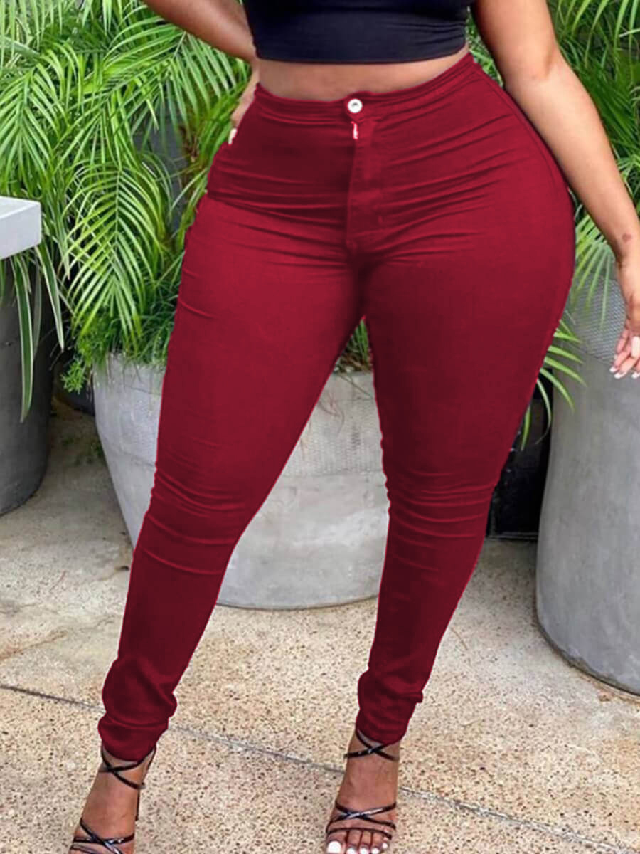 LW BASICS Plus Size High-waisted Zipper Design Pants