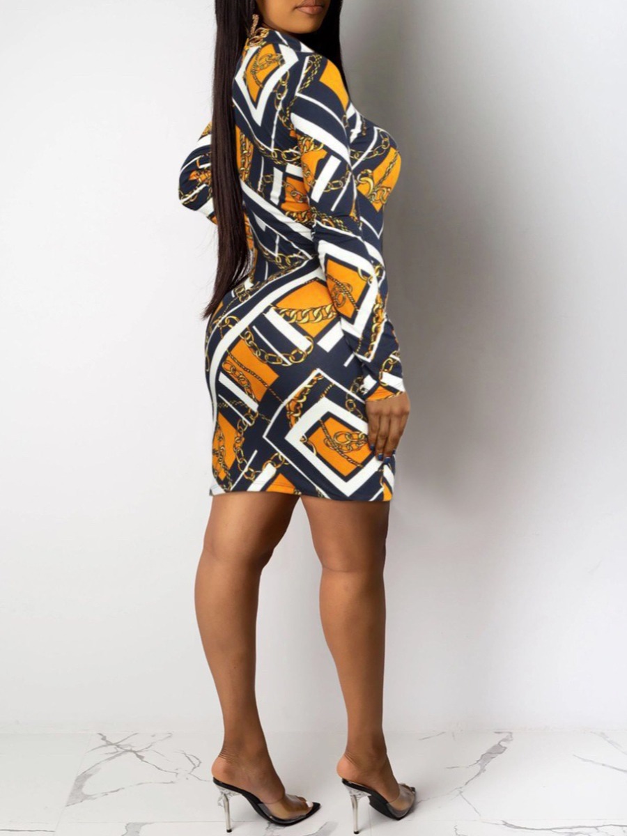 LW Chain Geometric Print Bodycon Dress